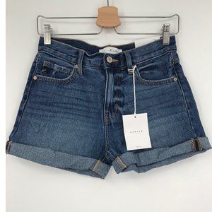 Kancan Beau High Rise Denim Jean Cuffed Shorts 1/24 NEW